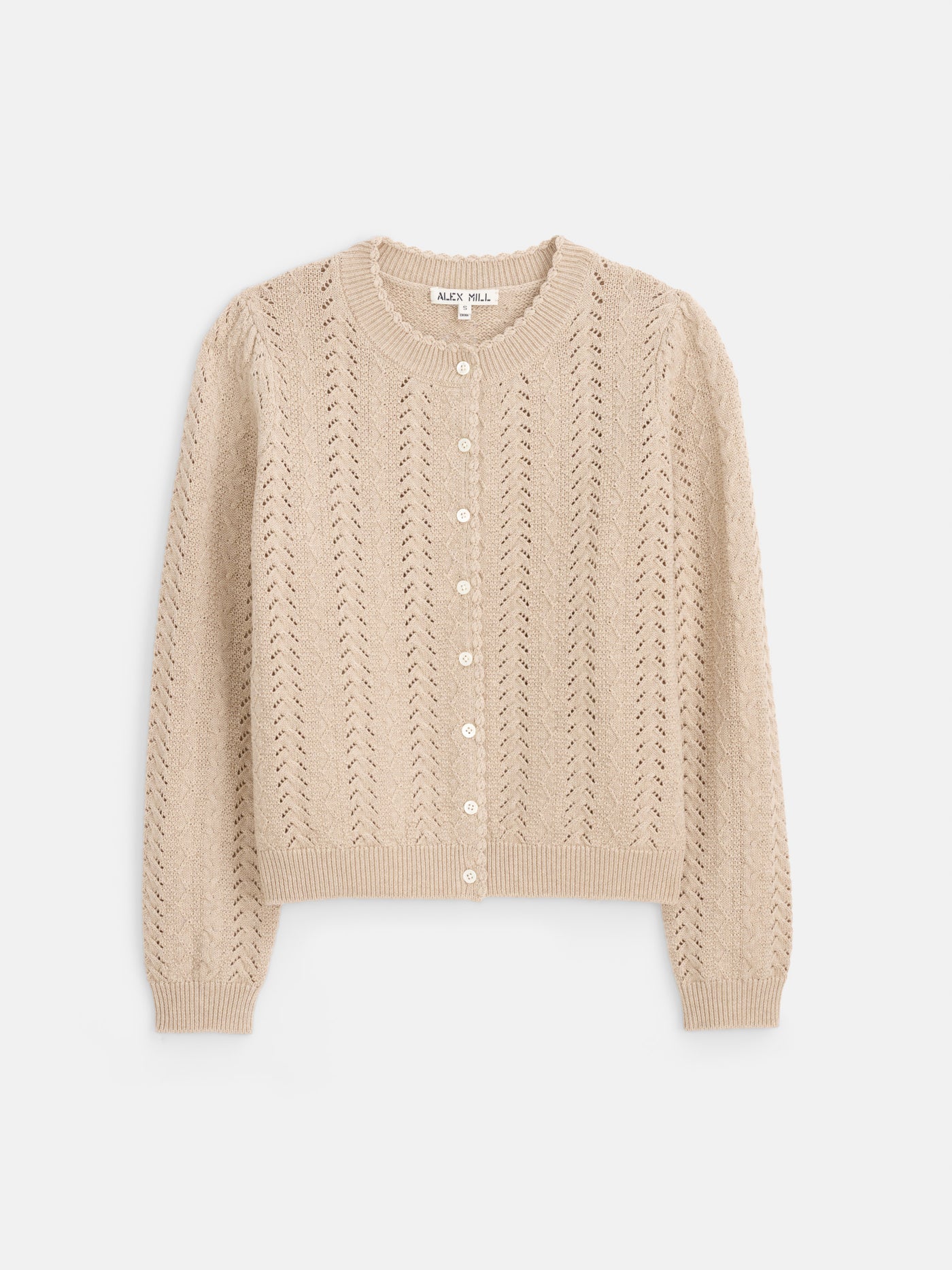 Sally Pointelle Cardigan in Wool Cotton