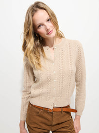 Sally Pointelle Cardigan in Wool Cotton