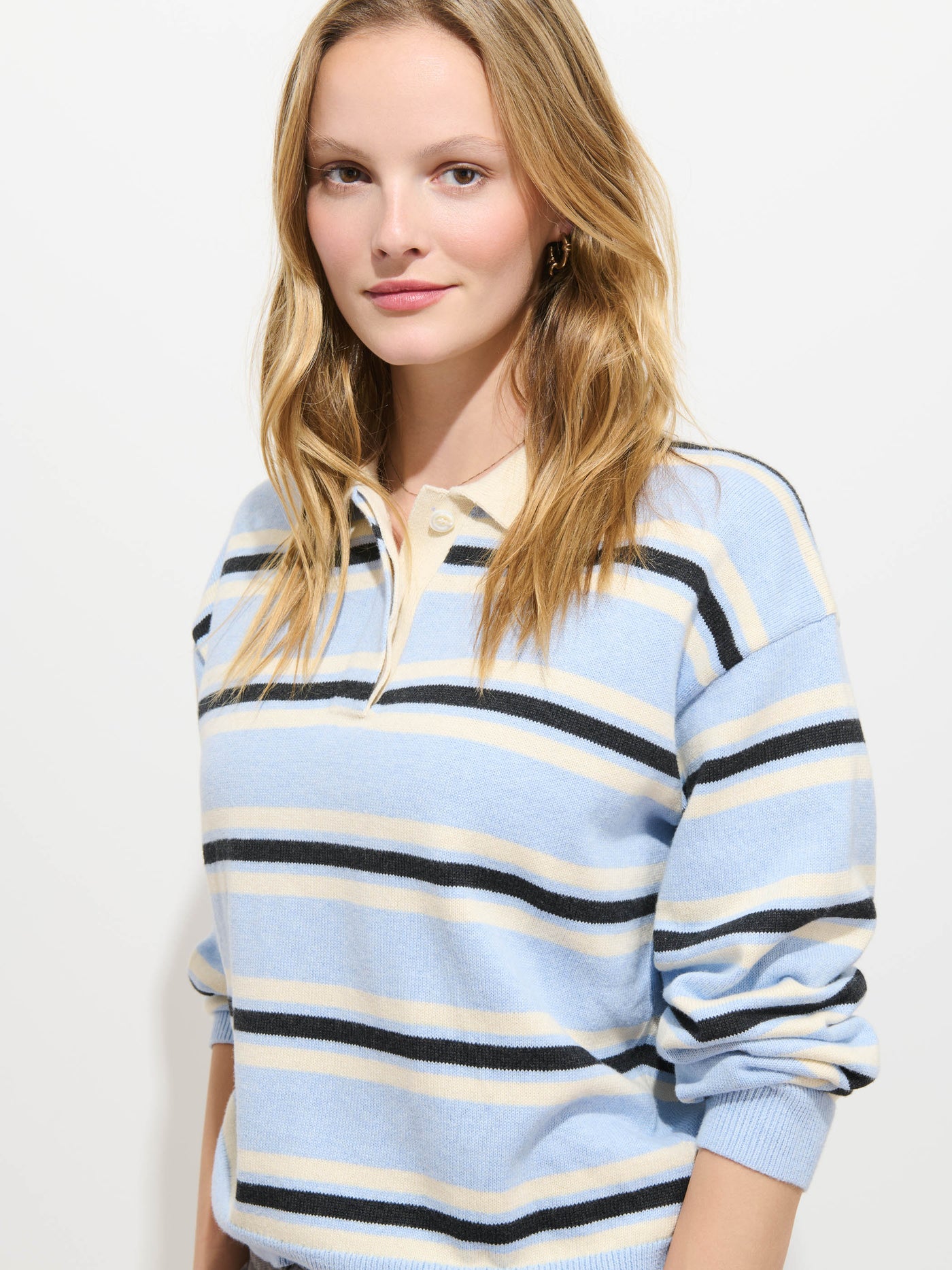 Bond St. Striped Polo in Cotton Cashmere