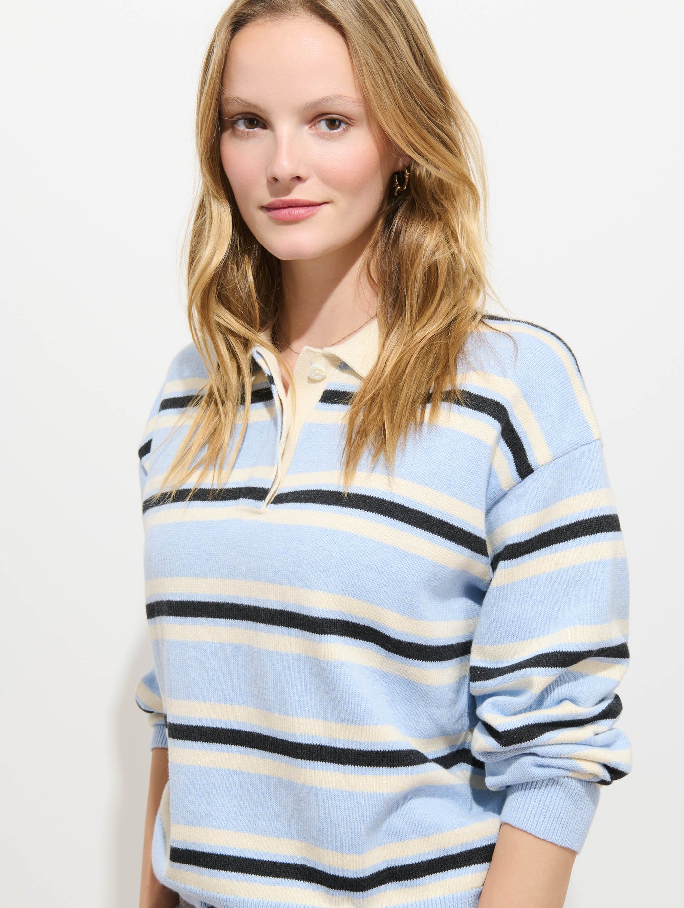 Bond St. Striped Polo in Cotton Cashmere