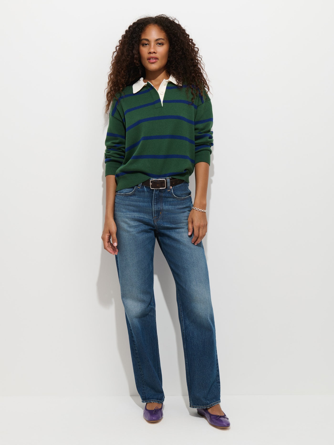 Bond St Striped Polo in Cotton Cashmere