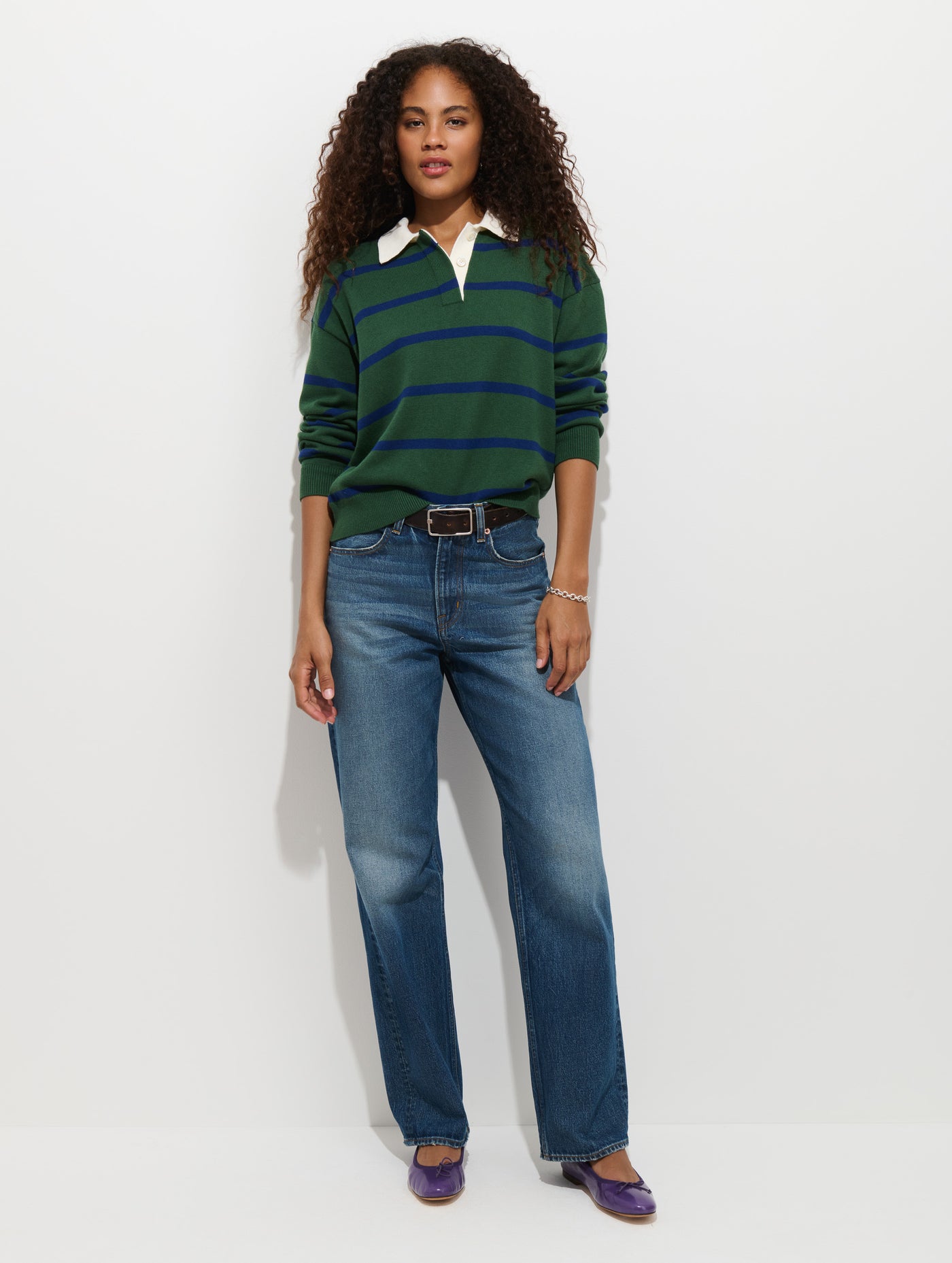 Bond St Striped Polo in Cotton Cashmere