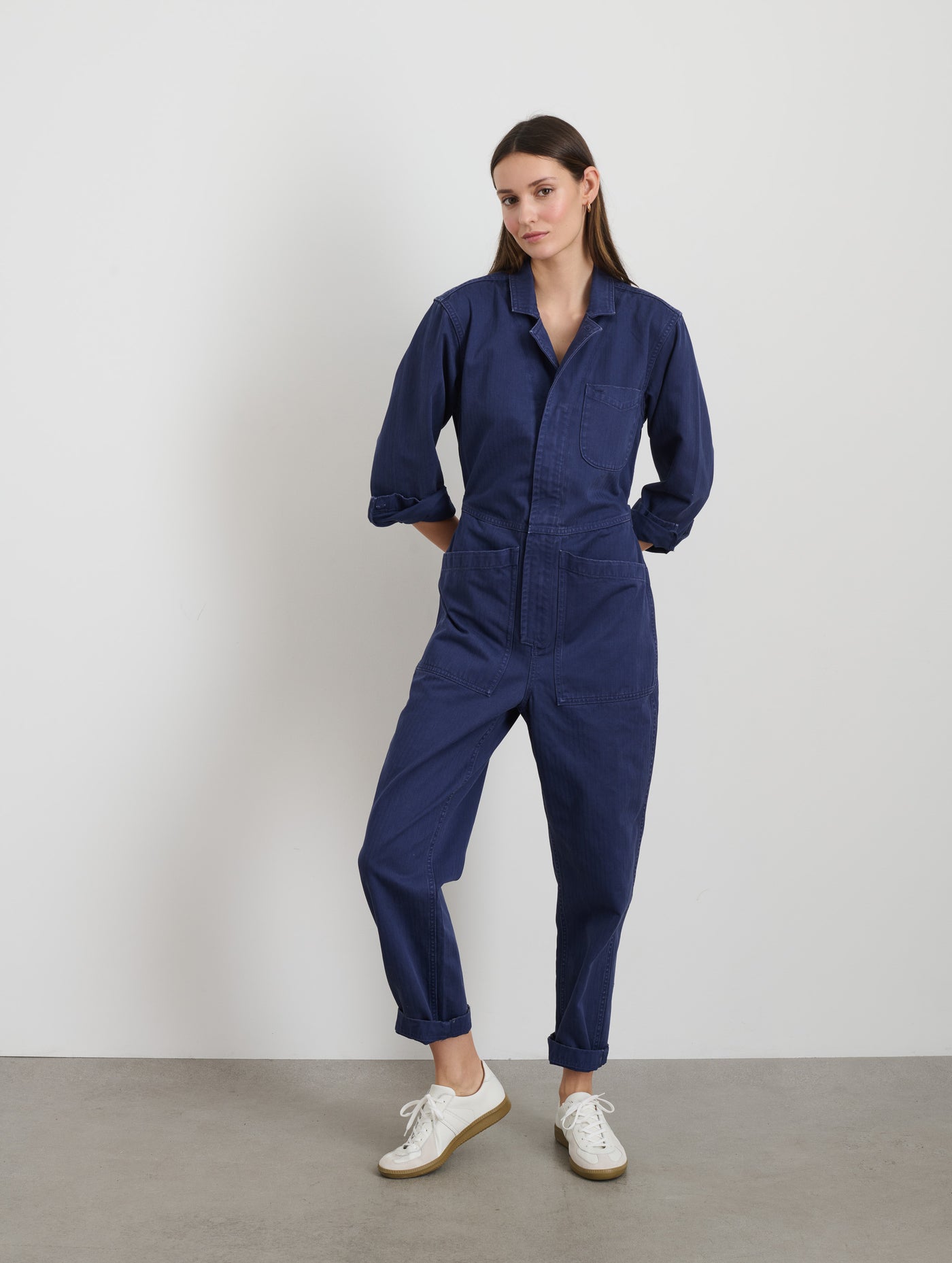 Standard Zip Jumpsuit in Herringbone