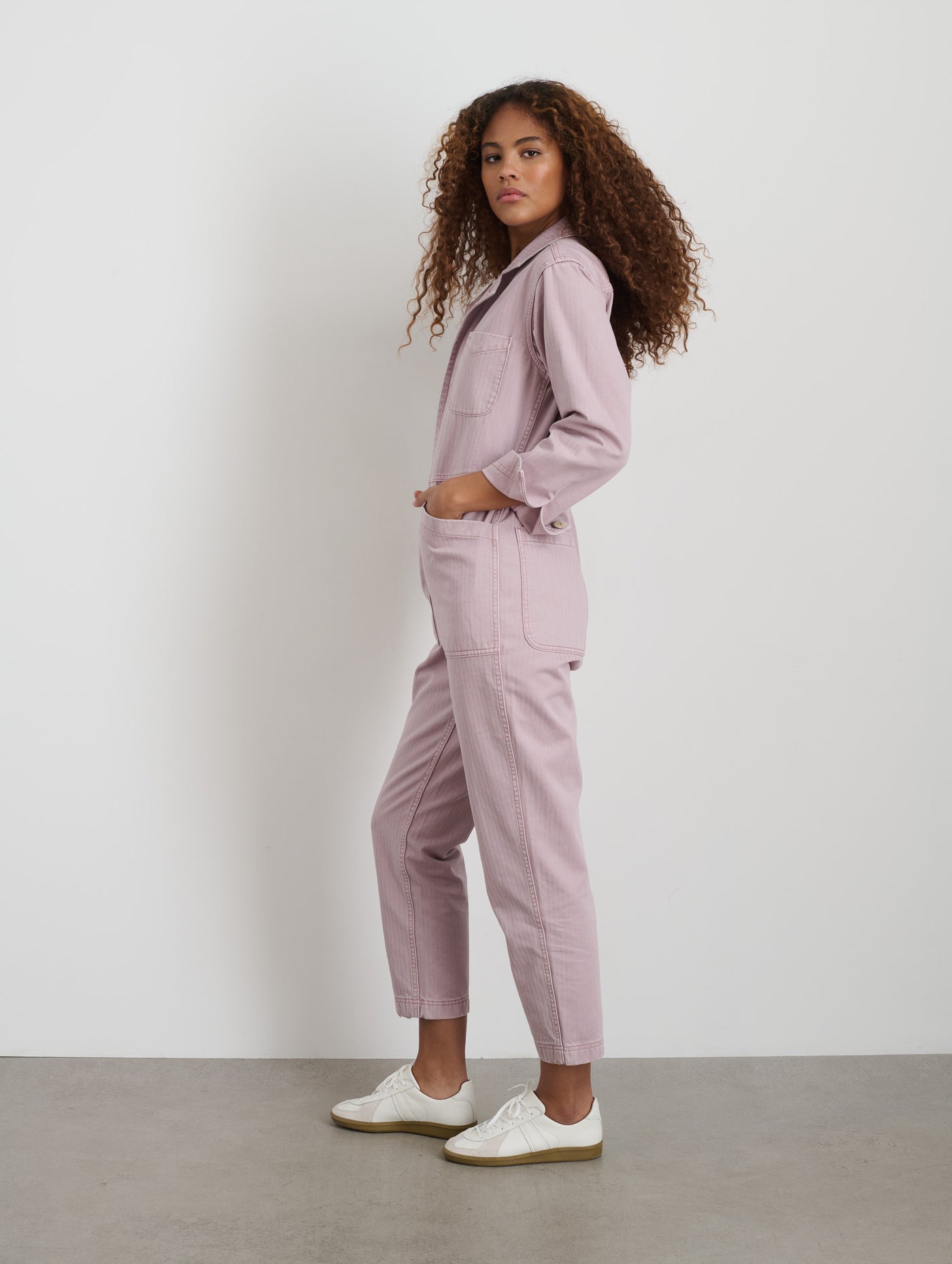Standard Zip Jumpsuit in Herringbone