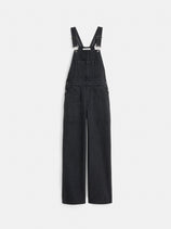 Lili Overall In Black Denim In Washed Black