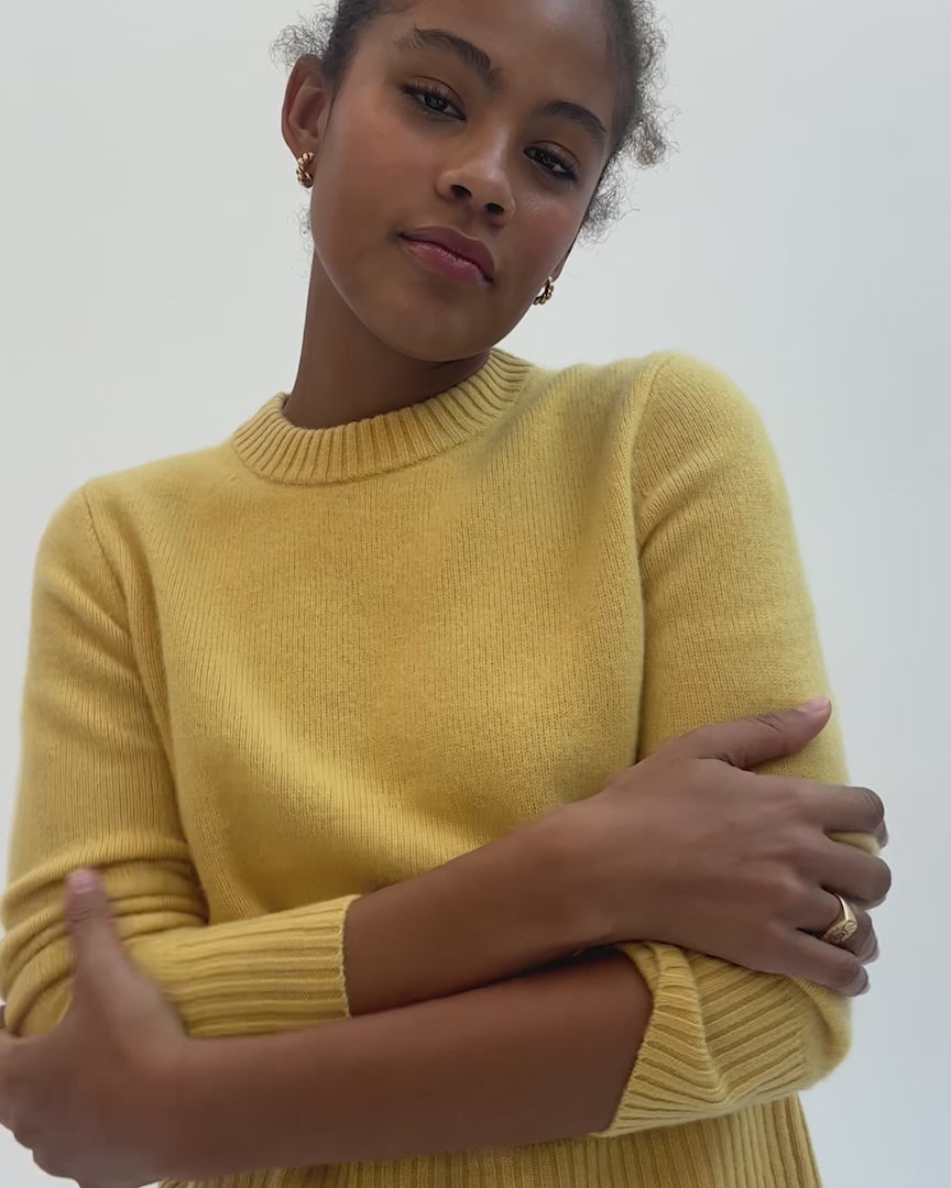 ニット/セーター she tokyo Alma Fur Cashmere yellow AZUL BY MOUSSY | カシミヤミックスクルーネックニット (ニット