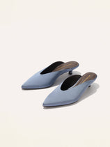 Alex Mill x Margaux: The Romy Mule - Slate Blue Satin