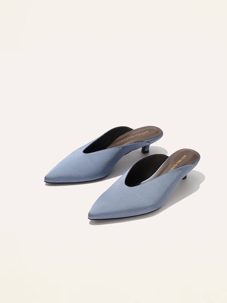 Alex Mill x Margaux: The Romy Mule - Slate Blue Satin