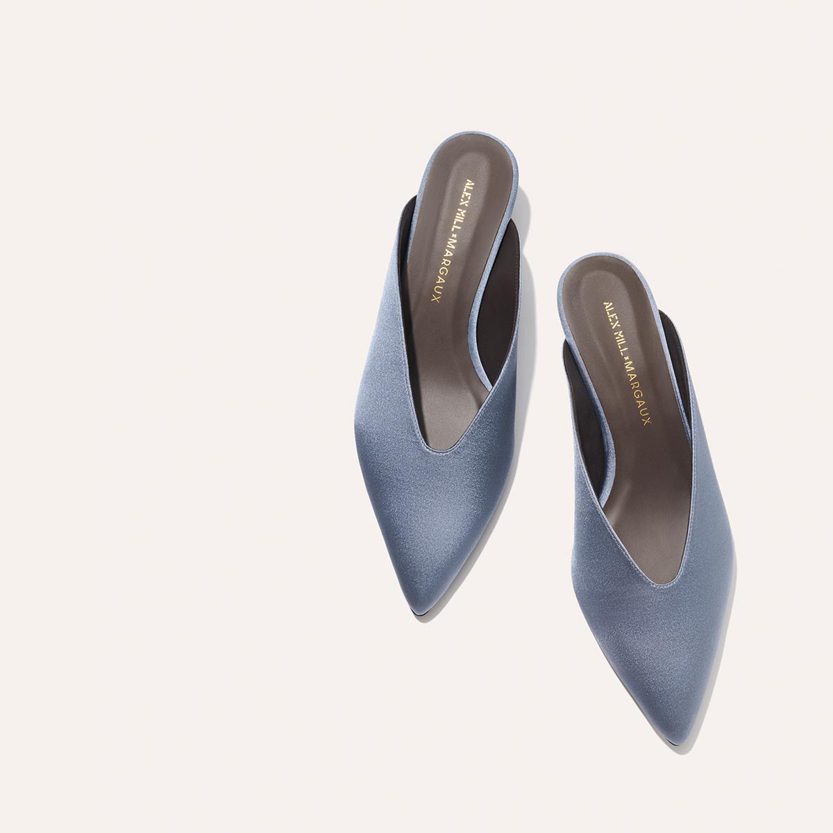 Alex Mill x Margaux: The Romy Mule - Slate Blue Satin