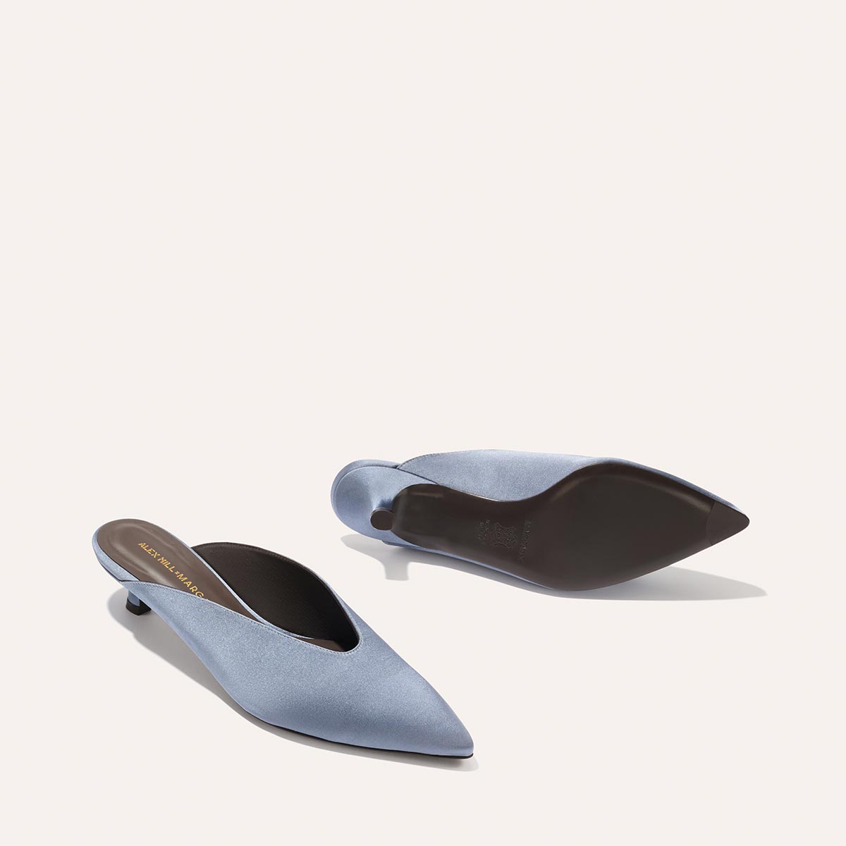 Alex Mill x Margaux: The Romy Mule - Slate Blue Satin