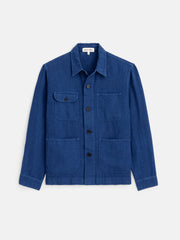 Garment Dyed Work Jacket In Linen In French Navy