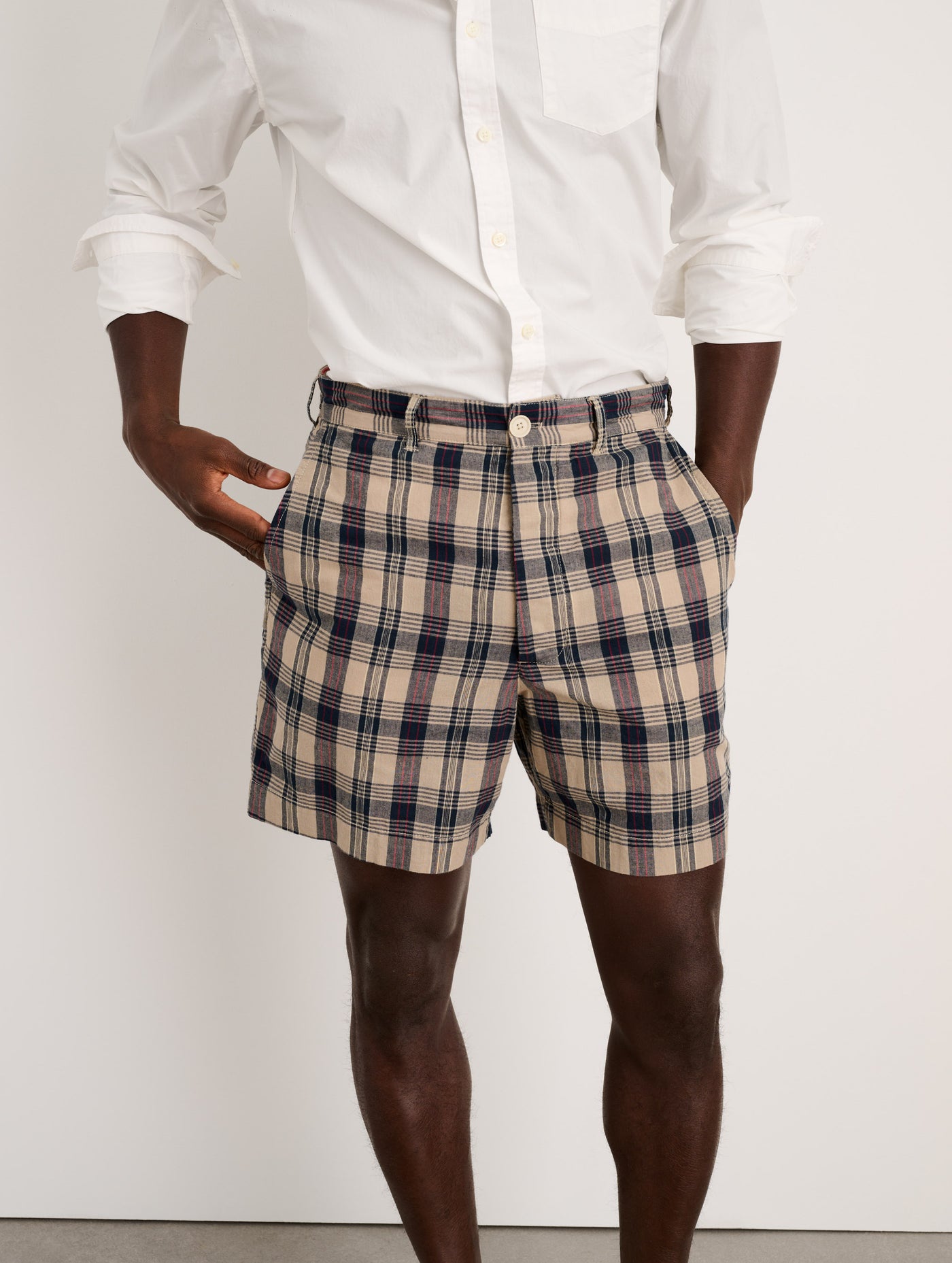 Flat Front Shorts in Madras
