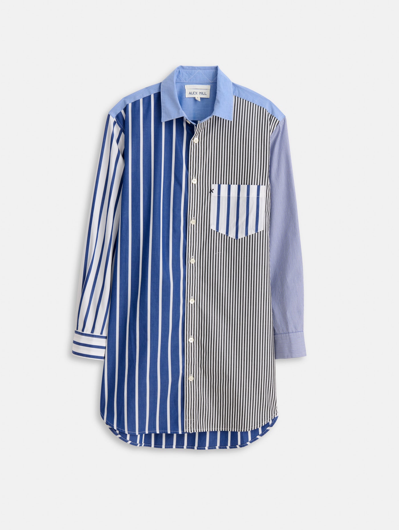 Pajama Tunic in Mixed Blue Stripe