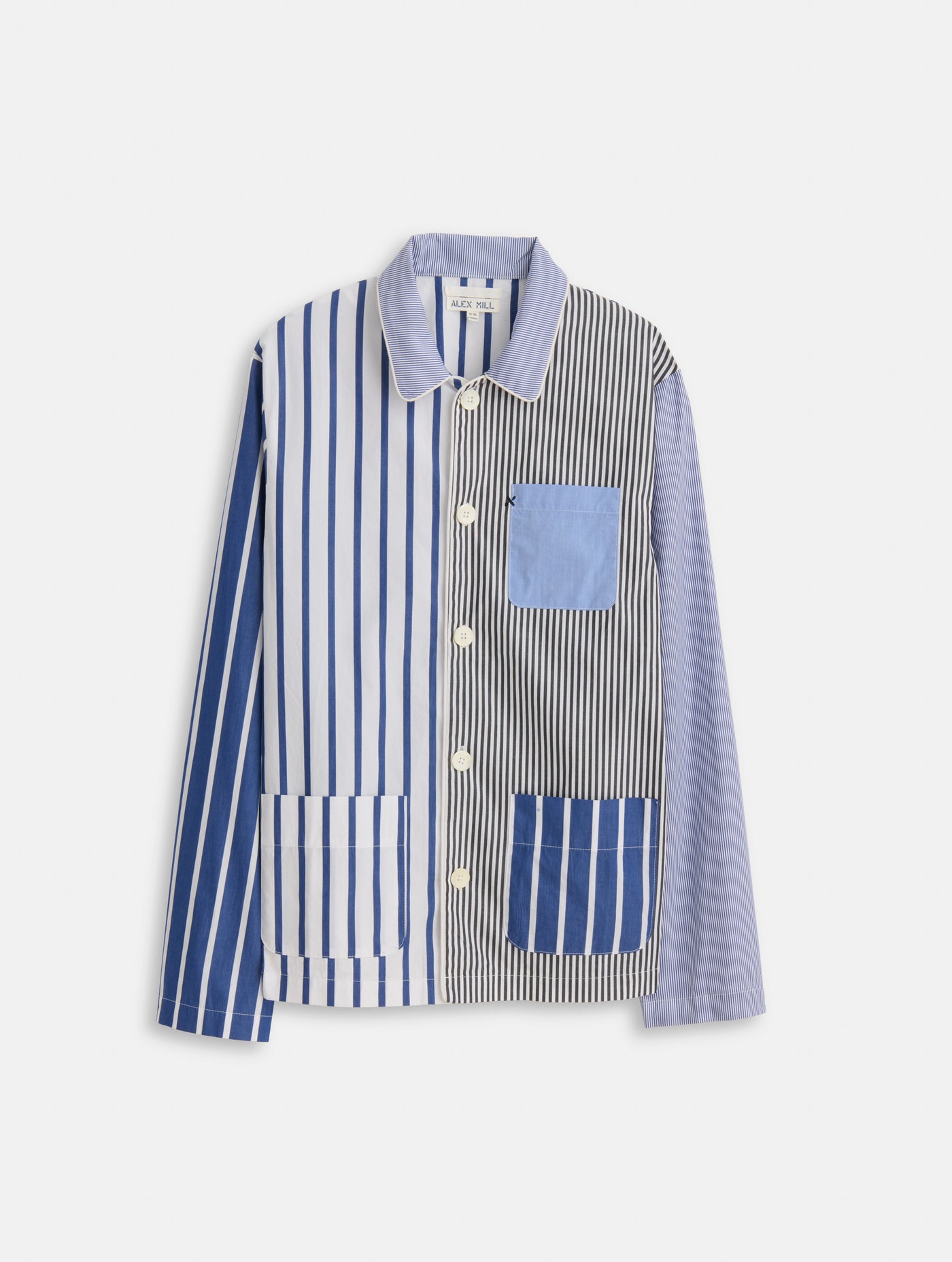 Pajama Shirt in Mixed Blue Stripe