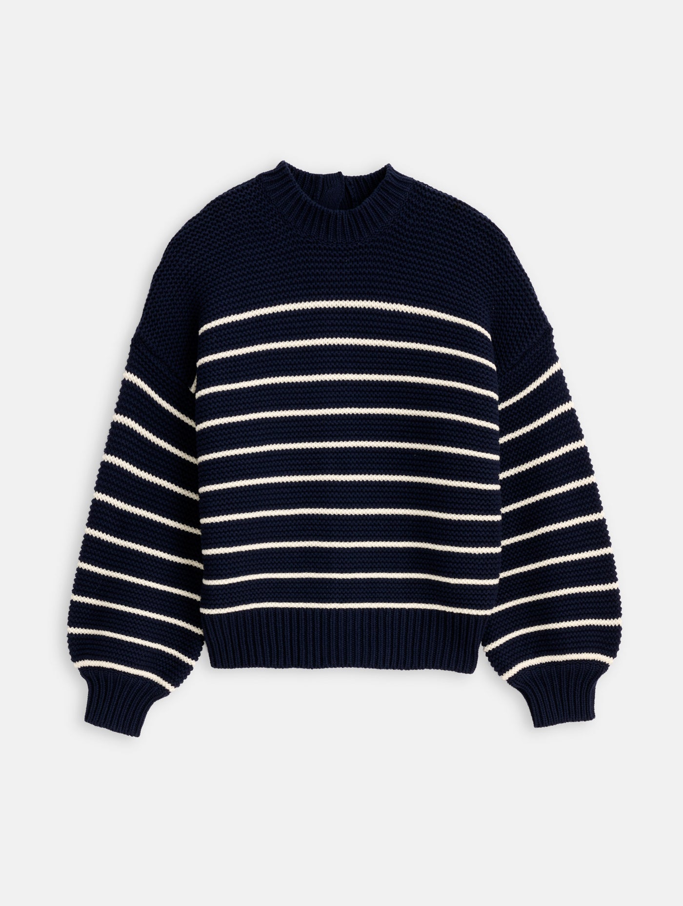 Button-Back Crewneck Sweater in Stripe – Alex Mill